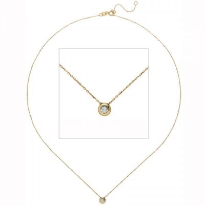 Collier Kette mit Anhänger 333 Gelbgold und 1 Zirkonia 45 cm | 53643 / EAN:4053258536278