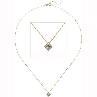 Collier Kette mit Anhänger 333 Gold Gelbgold 1 Zirkonia 45 cm | 53641 / EAN:4053258536230