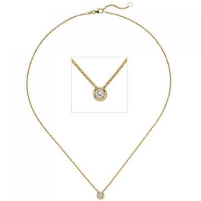 Collier Kette mit Anhänger 585 Gelbgold 1 Diamant Brillant 0,15 ct. 45 cm | 50803 / EAN:4053258360309