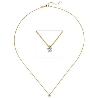 Collier-Kette mit Anhänger 585 Gelbgold 1 Diamant Brillant 0,25 ct. 45 cm | 50869 / EAN:4053258363522