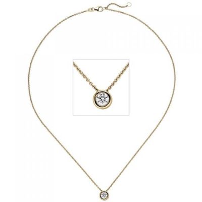 Collier Kette mit Anhänger 585 Gelbgold 1 Diamant Brillant 0,50 ct. 45 cm | 50805 / EAN:4053258360323