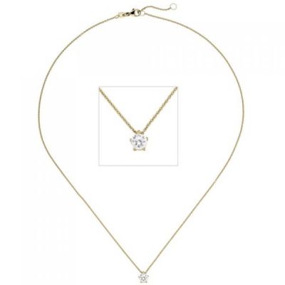 Collier Kette mit Anhänger 585 Gelbgold 1 Diamant Brillant 0,70 ct. 45 cm | 50871 / EAN:4053258360774