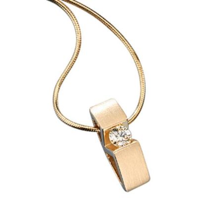 Collier Kette mit Anhänger 585 Gelbgold 1 Diamant Brillant 42 cm | 29346 / EAN:4053258034903