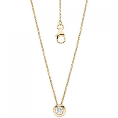 Collier Kette mit Anhänger 585 Gold Gelbgold 1 Diamant Brillant 45 cm | 48862 / EAN:4053258334607