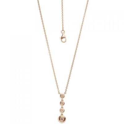 Collier Kette mit Anhänger 585 Gold Rotgold 4 Diamanten Brillanten 44 cm | 48881 / EAN:4053258334935