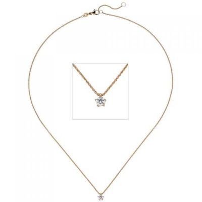 Collier Kette mit Anhänger 585 Rotgold 1 Diamant Brillant 0,15 ct. 45 cm | 50873 / EAN:4053258362099