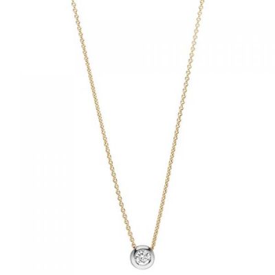 Collier Kette mit Anhänger 750 Gelbgold Weißgold bicolor Diamant Brillant | 48653 / EAN:4053258331330