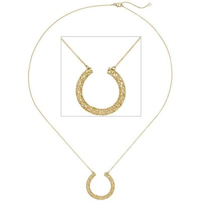 Collier Kette mit Anhänger Geflecht 750 Gold Gelbgold 45 cm Goldkette | 48644 / EAN:4053258331002