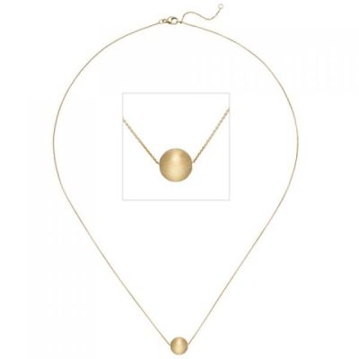 Collier Kette mit Anhänger Kugel 750 Gelbgold matt 45 cm Halskette | 50477 / EAN:4053258356524