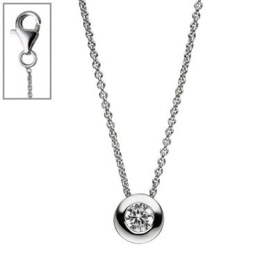 Collier Kette mit Anhänger rund 925 Sterling Silber 1 Zirkonia 42 cm | 46458 / EAN:4053258319833