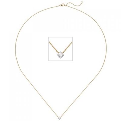 Collier mit Anhänger 750 Gelbgold Weißgold bicolor 1 Diamant Brillant 45 cm | 50475 / EAN:4053258356517