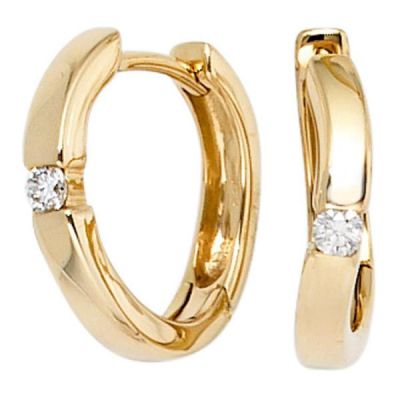 Creolen 585 Gelbgold 2 Diamanten Brillanten 0,08 ct. Ohrringe | 39370 / EAN:4053258198865