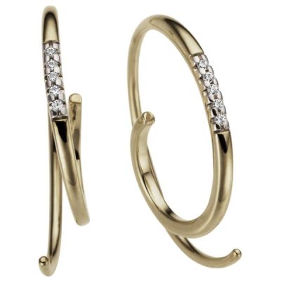 Creolen 585 Gold Gelbgold 10 Diamanten Brillanten 0,04ct. | 53419 / EAN:4053258516805