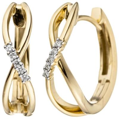 Creolen 585 Gold Gelbgold 10 Diamanten Brillanten 0,06 ct. Ohrringe | 46598 / EAN:4053258313589