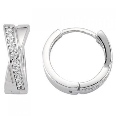 Creolen 925 Sterling Silber 18 Zirkonia 14,5 mm Silberohrringe | 52380 / EAN:4053258460672