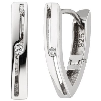 Creolen 925 Sterling Silber 2 Zirkonia Ohrringe Silbercreolen Silberohrringe | 52389 / EAN:4053258508619