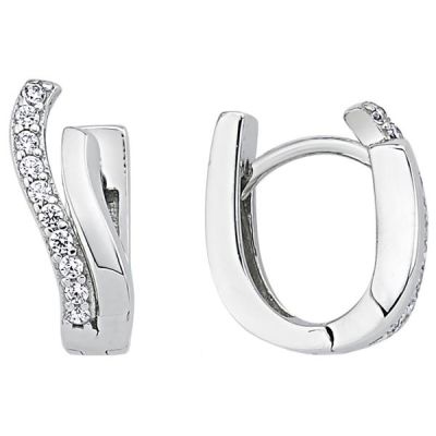 Creolen 925 Sterling Silber 20 Zirkonia 14,1 mm Ohrringe Silberohrringe | 52383 / EAN:4053258460351