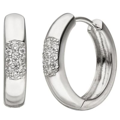 Creolen 925 Sterling Silber 20 Zirkonia Ohrringe Silberohrringe | 51093 / EAN:4053258364208