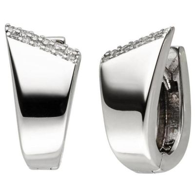 Creolen 925 Sterling Silber 24 Zirkonia 15,1 mm Silbercreolen Silberohrringe | 52382 / EAN:4053258508497