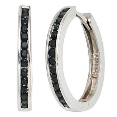 Creolen 925 Sterling Silber rhodiniert mit Zirkonia Ohrringe | 40531 / EAN:4053258217610