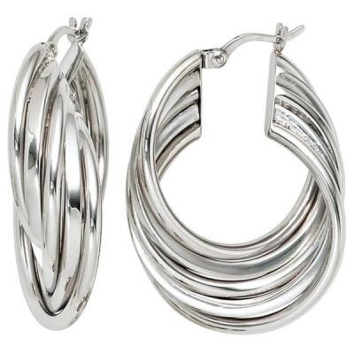 Creolen 925 Sterling Silber rhodiniert Ohrringe 10,1 mm breit | 40589 / EAN:4053258218914