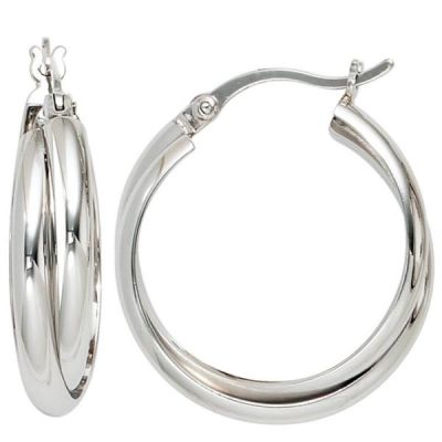 Creolen 925 Sterling Silber rhodiniert Ohrringe 6 mm breit | 40586 / EAN:4053258218891