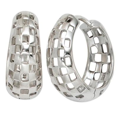 Creolen 925 Sterling Silber rhodiniert Ohrringe 7,1 mm breit | 40605 / EAN:4053258219171