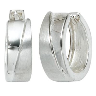 Creolen 925 Sterling Silber rhodiniert teilmattiert 5,4 mm breit | 40608 / EAN:4053258219218