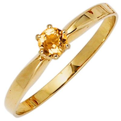 Damen Ring 585 Gold Gelbgold 1 Citrin orange Goldring Citrinring | 39689 / EAN:4053258234389