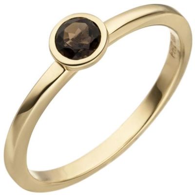 Damen Ring 585 Gold Gelbgold 1 Rauchquarz Goldring | 50463 / EAN:4053258355633