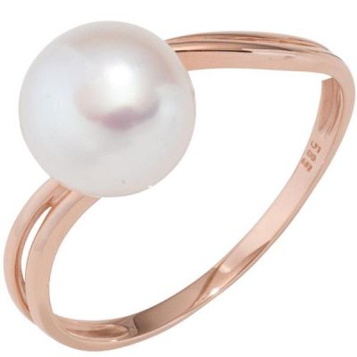 Damen Ring 585 Gold Rotgold mit 1 Perle Goldring Perlenring | 44879 / EAN:4053258290538