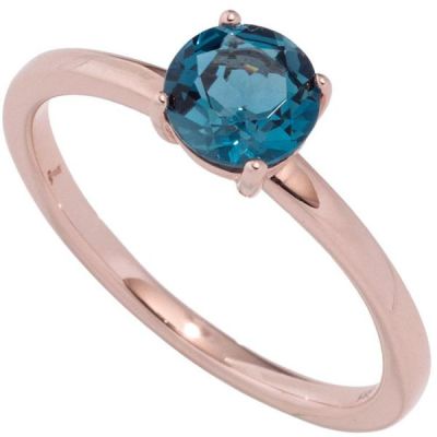 Damen Ring 585 Rotgold 1 Blautopas blau London blue Goldring | 44857 / EAN:4053258289839