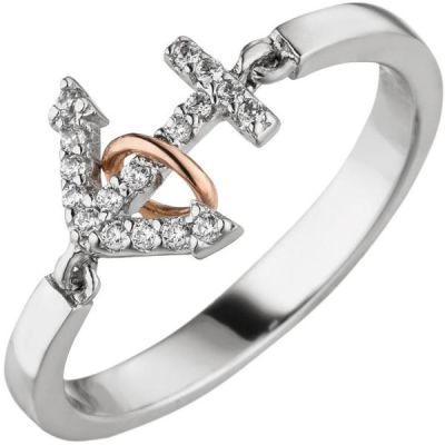 Damen Ring Anker 925 Silber 18 Zirkonia | 53482 / EAN:4053258529645