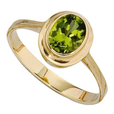 Damen Ring aus 585 Gelbgold 1 Peridot, grün Goldring | 35894 / EAN:4053258053362