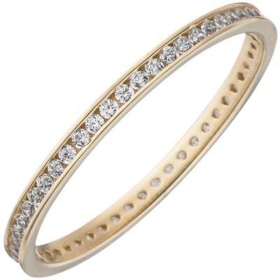 Damen Ring schmal 333 Gelbgold mit Zirkonia rundum | 53663 / EAN:4053258536650