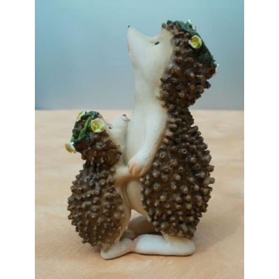 Dekofigur Igel mit Kind aus Polyresin, 11 cm | 475