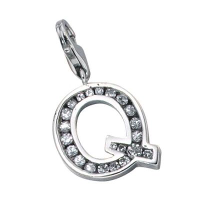 Einhänger Charm Buchstabe Q 925 Sterling Silber mit Zirkonia | 35998 / EAN:4053258084069