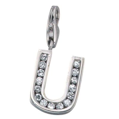 Einhänger Charm Buchstabe U 925 Sterling Silber mit Zirkonia | 36002 / EAN:4053258084106