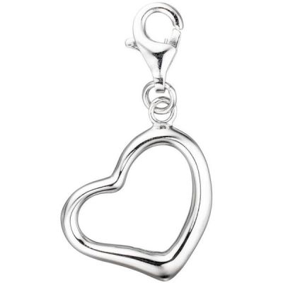 Einhänger Charm Herz 925 Sterling Silber rhodiniert Karabiner | 45390 / EAN:4053258298091