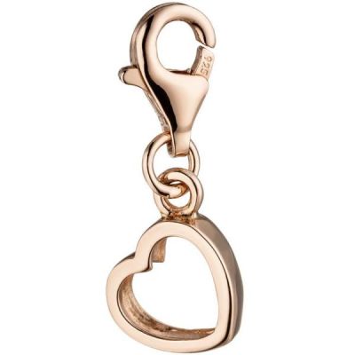 Einhänger Charm Herz 925 Sterling Silber rotgold vergoldet Herzcharm | 46389 / EAN:4053258316474