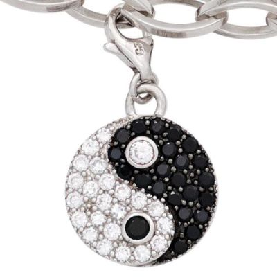 Einhänger Charm Ying Yang 925 Sterling Silber rhodiniert mit Zirkonia | 43154 / EAN:4053258261354