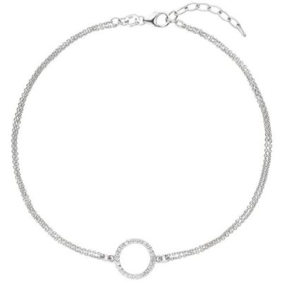 Fußkettchen Fußkette 925 Sterling Silber 24 Zirkonia 26 cm | 52157 / EAN:4053258507711