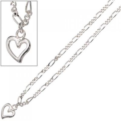 Fußkettchen Fußkette Herz 925 Sterling Silber Federring | 33123 / EAN:4053258093535