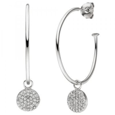 Halbcreolen 925 Sterling Silber 74 Zirkonia Ohrringe Creolen | 53584 / EAN:4053258534045