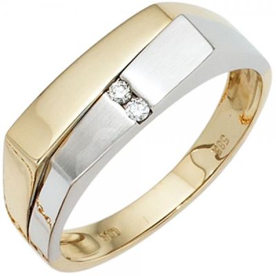 Herren Ring 585 Gelbgold Weißgold mattiert | 40224 / EAN:4053258237519