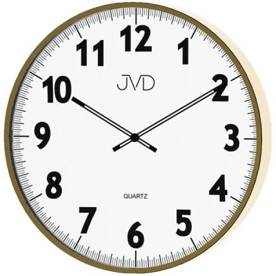 JVD H13.3 Wanduhr Quarz analog gold farben rund mit Glas | 48235 / EAN:8592818053832