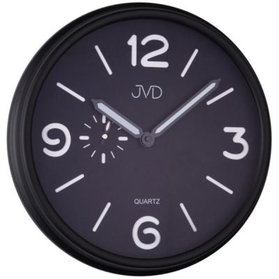 JVD HA11.1 Wanduhr Quarz analog schwarz matt rund funktionslose kleine Sekunde | 48011 / EAN:8592818041167