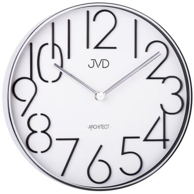 JVD HC06.1 Wanduhr Quarz analog silbern rund mit Glas | 48227 / EAN:8592818072307