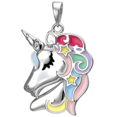 Kinder Anhänger Einhorn 925 Sterling Silber 1 Zirkonia Silberanhänger | 52653 / EAN:4053258505113