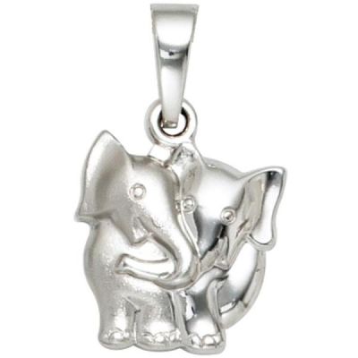 Kinder Anhänger Elefant 925 Sterling Silber rhodiniert mattiert | 40092 / EAN:4053258211366